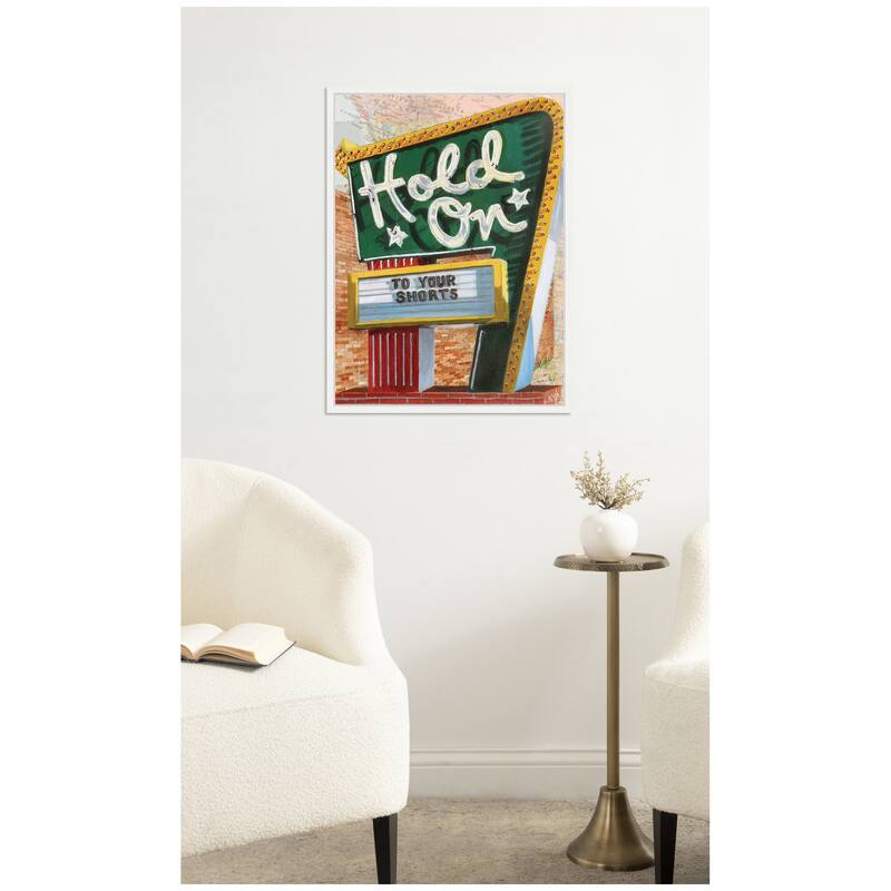 Kate and Laurel Hold On To Your Shorts by Krista V. Allenstein Framed Canvas Wall Art Print