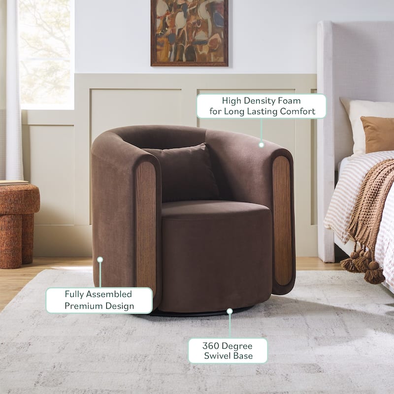 Modern Upholstered Swivel Barrel Accent Chair