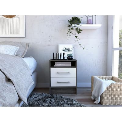 Nightstand 20"H,Two Drawers,Superior Top,Metal Handles,for Bedroom,Hallway,Entryway,Nightstand Bedside Table Furniture
