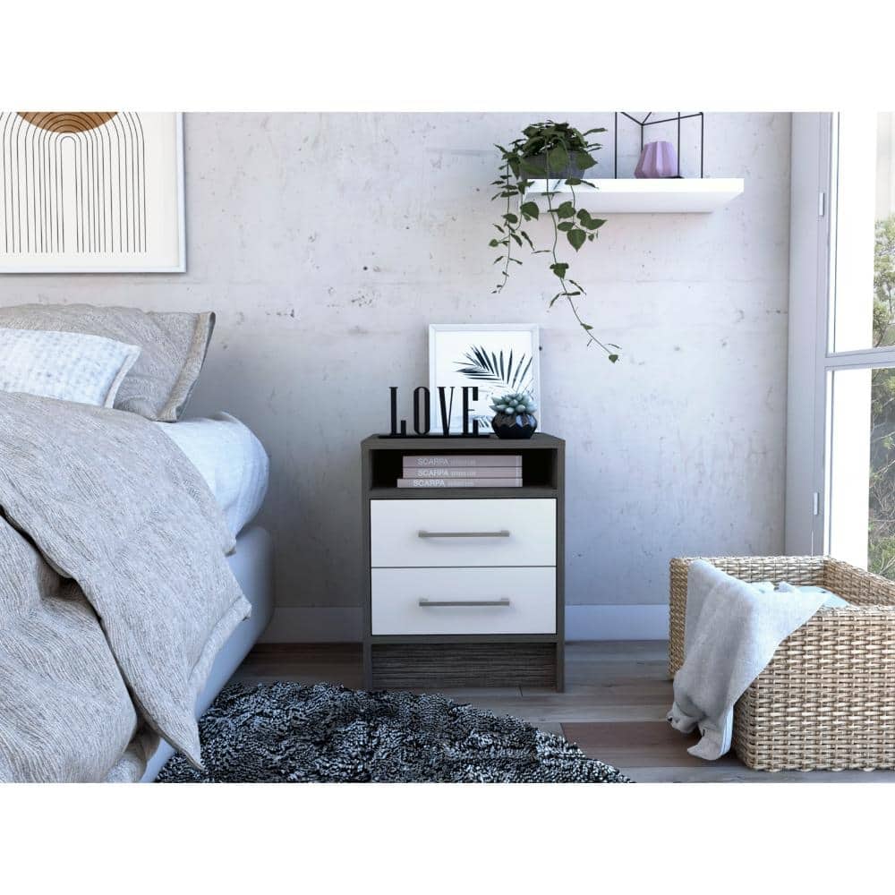 Nightstand 20"H,Two Drawers,Superior Top,Metal Handles,for Bedroom,Hallway,Entryway,Nightstand Bedside Table Furniture