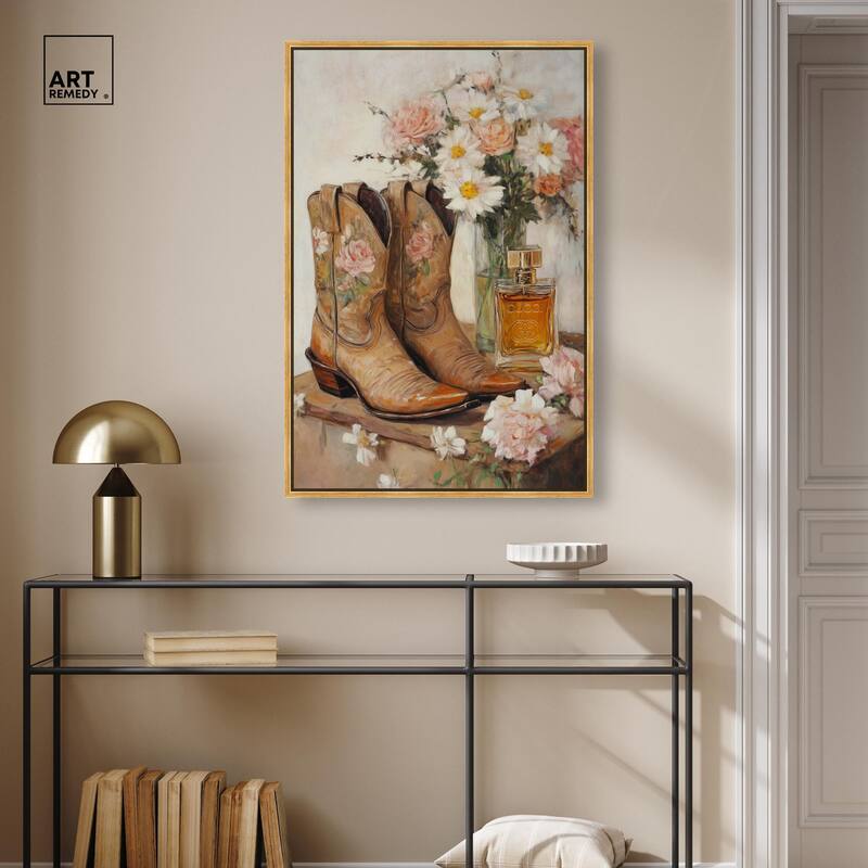 Delicate Floral Boots II Canvas by Art Remedy