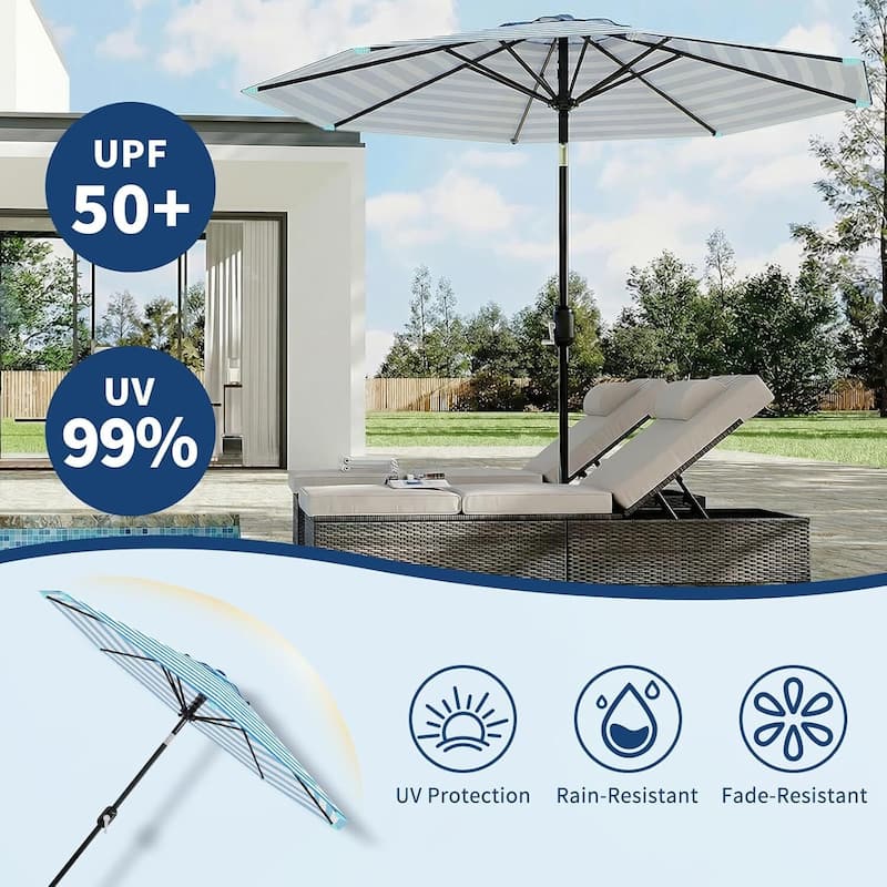 Outdoor 10FT Stripe Outdoor Patio Umbrella, UV Protection Waterproof for Pool Deck Yard
