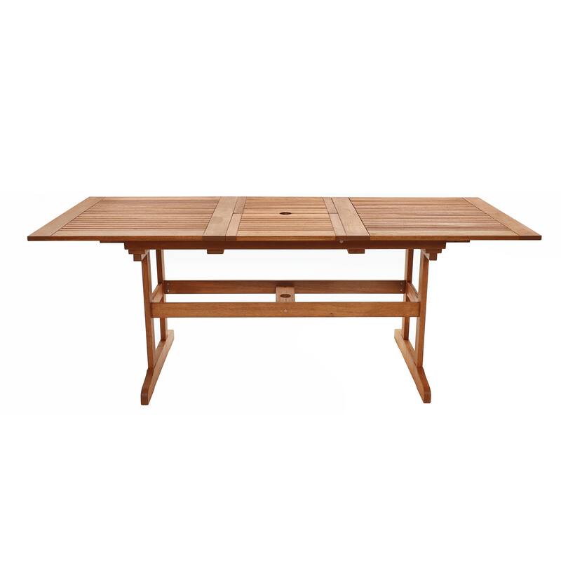 Carmel Solid Wood Extendable Outdoor Dining Table with Umbrella Hole - 59.8" L (78.3" L extended)