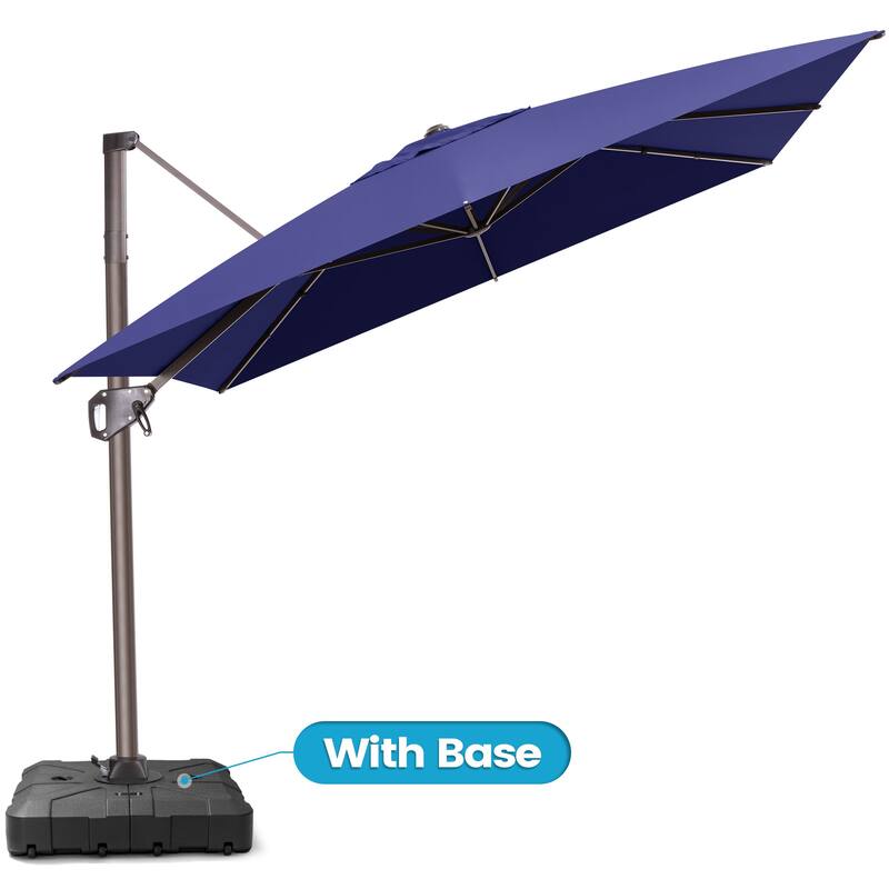 Outdoor 11 x 9 FT Patio 360 Degree Rotation Cantilever Umbrella with Base