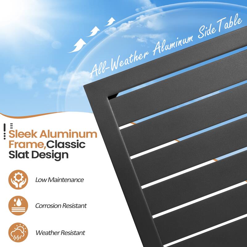 VredHom Outdoor Aluminum Patio Side Table - 18.1 in L * 13.8 in W * 15.7 in H