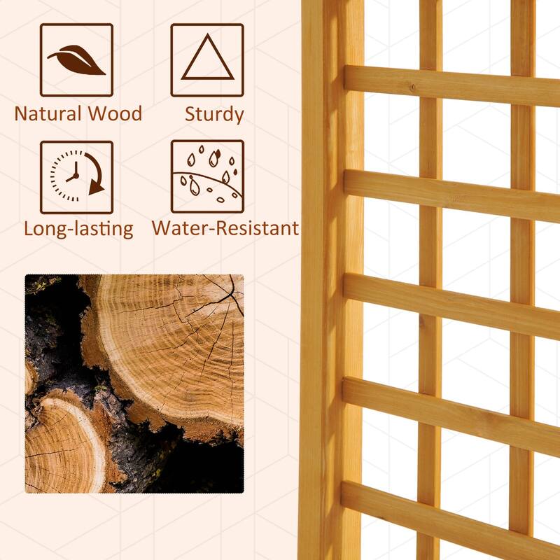Outsunny 90in Wood Garden Arbor Arch with Trellis Wall for Climbing & Hanging Plants