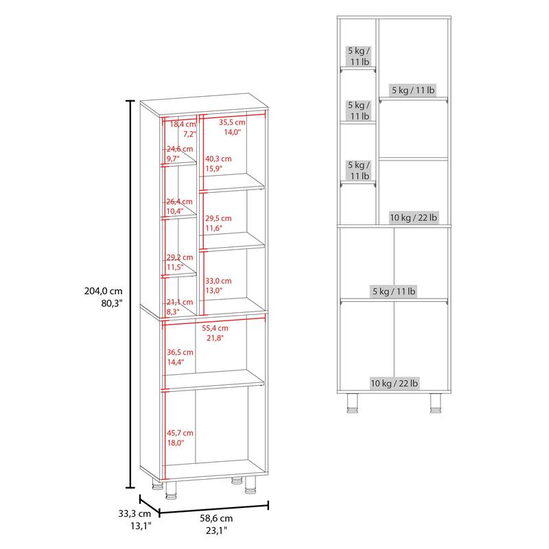 White Kitchen Pantry with Multiple Open and Closed Shelves
