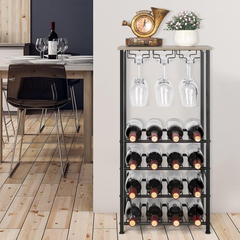 Wine Rack Table, Freestanding Bar Wine Rack, Wine Cooler for Home
