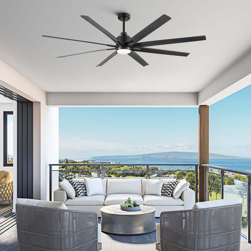72" Integrated LED Light Ceiling Fan with Black ABS Blade - 	Matt Black