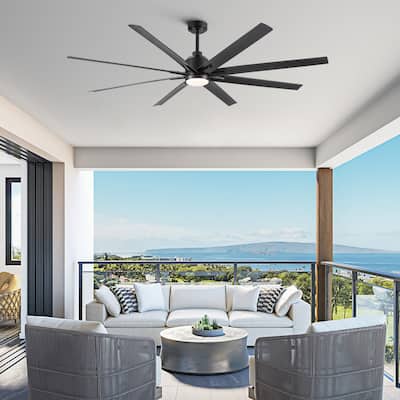72" Integrated LED Light Ceiling Fan with Black ABS Blade