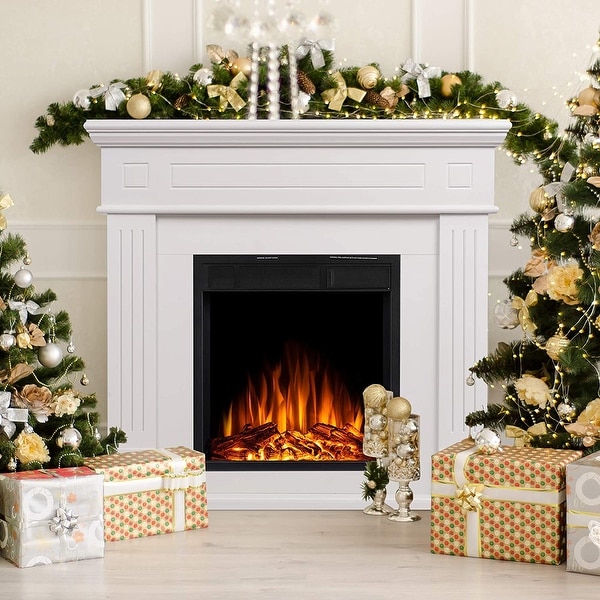 Shop Electric Fireplace Mantel Package Wooden Surround ...