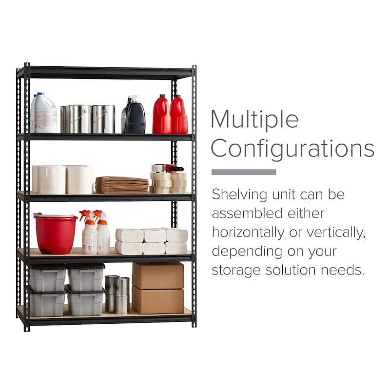 Iron Horse 2300 lb Riveted Shelving, 5-Shelf, 72"Hx48"Wx24"D, Black