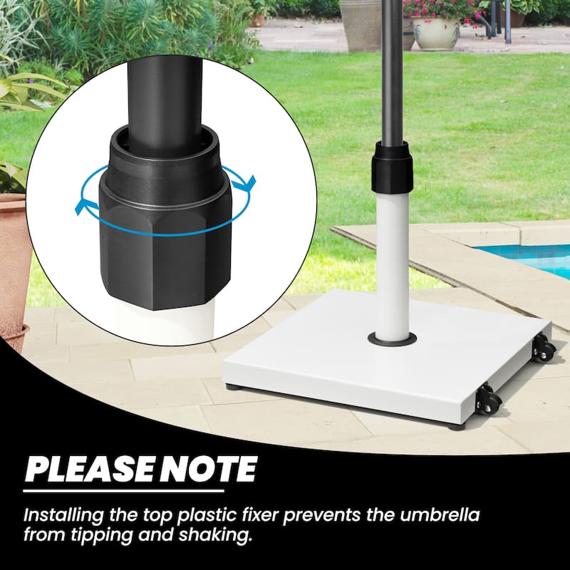 Outdoor Market Umbrella Base Holder Square Concrete / Cement Metal w/Wheels
