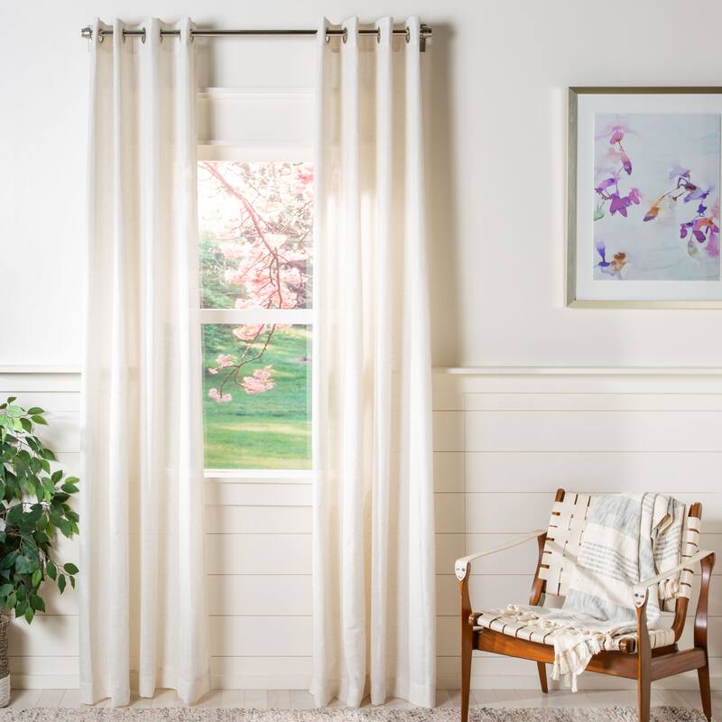 SAFAVIEH Senada Semi-Sheer Window Curtain Panel - 52Wx96L - Beige