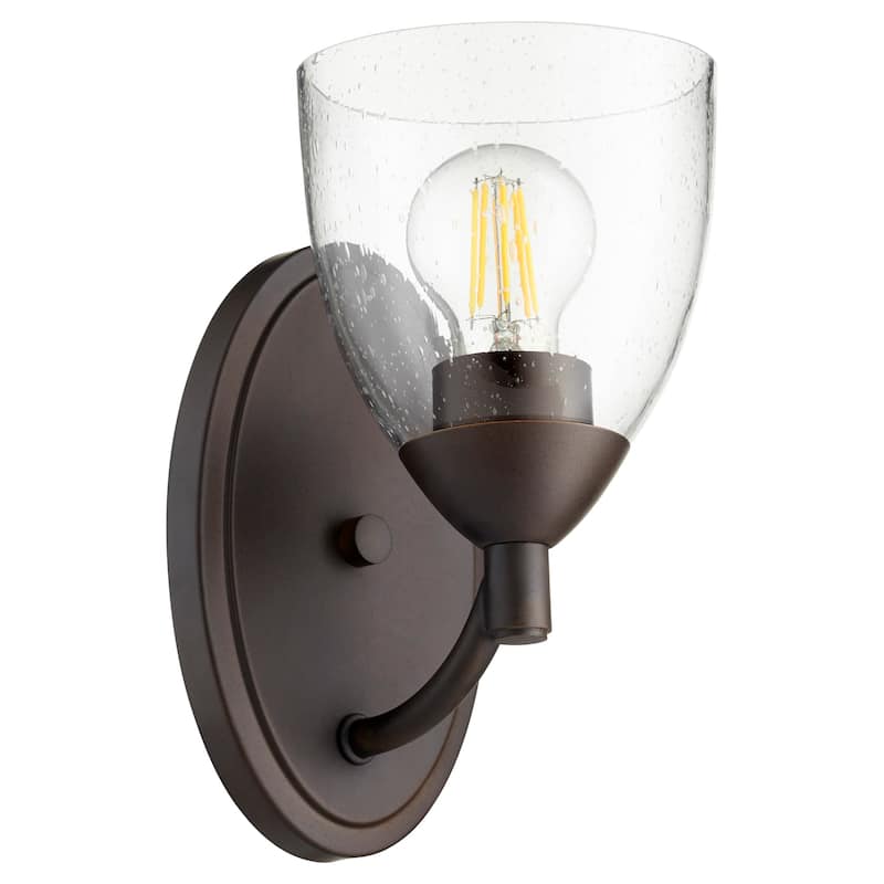Quorum International Barkley 10" Tall Bathroom Sconce - Oiled Bronze / Clear Seeded