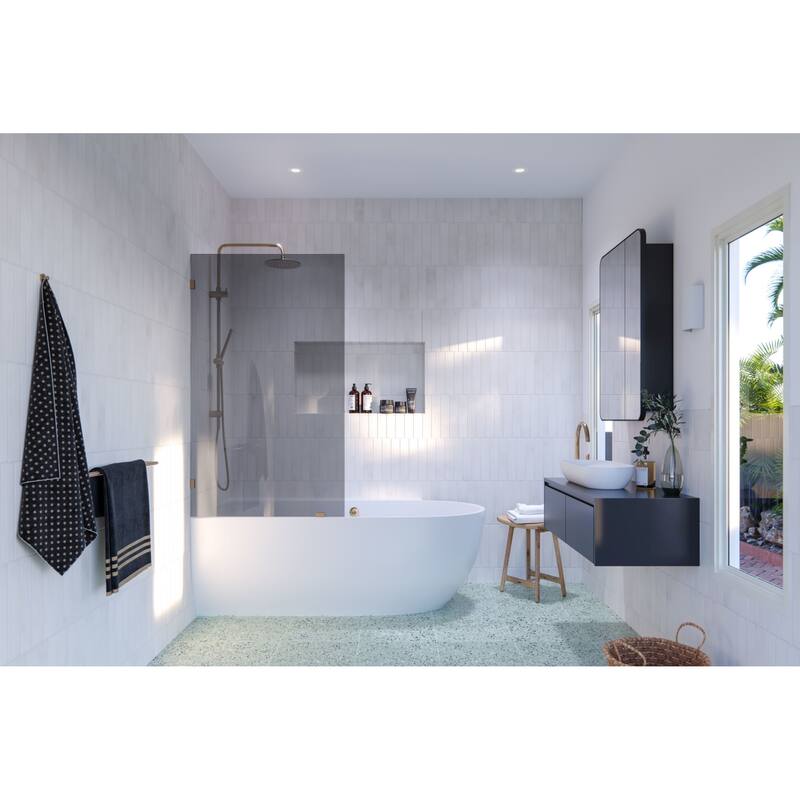 Glass Warehouse GTBF-34 Ursa 58-1/4" High x 34" Wide Shower Screen - Brushed Bronze