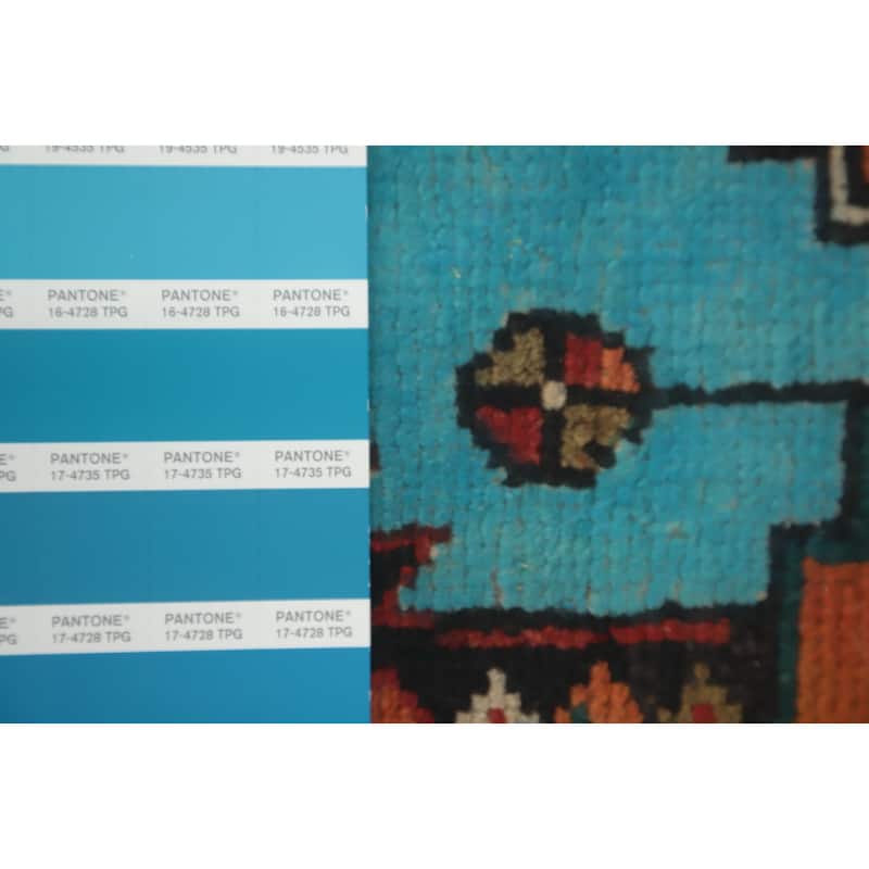 Hand Knotted Oriental 100% Wool Carpet Traditional Tribal Navy Blue & Blues Ardebil Runner Rug - 13' 11'' X 3' 6''