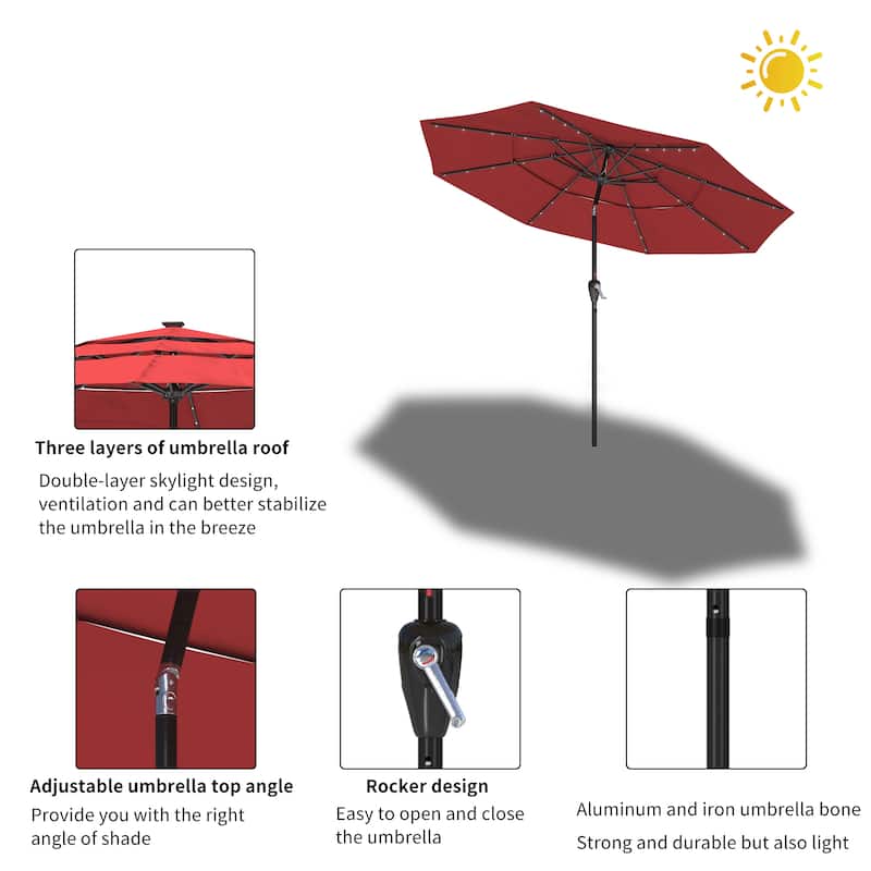 Clihome 11-Ft Outdoor Umbrella Patio UV Protection Umbrella Without Base