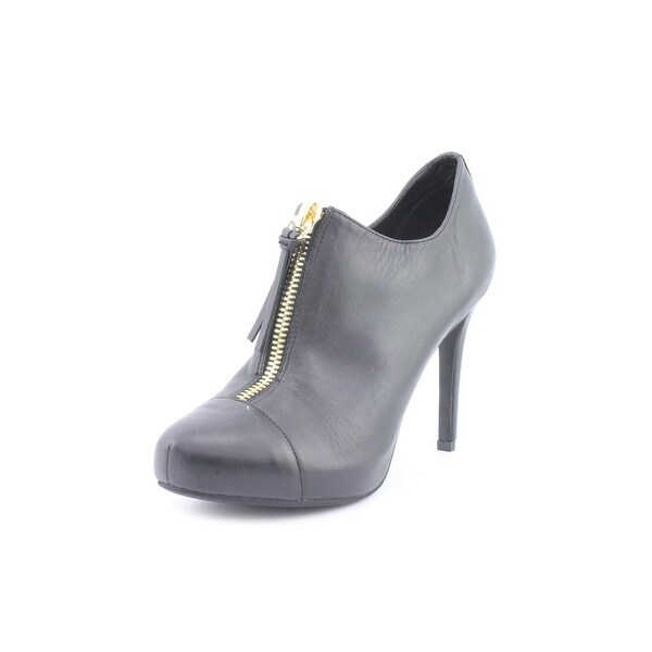 Bar III Carine Women Round Toe Leather Black Bootie