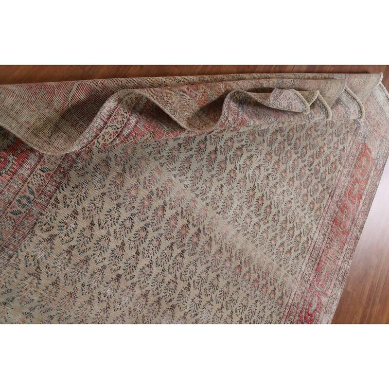 Hand-knotted Distressed Boteh Botemir Persian Area Rug Wool - 7'6" x 10'7"