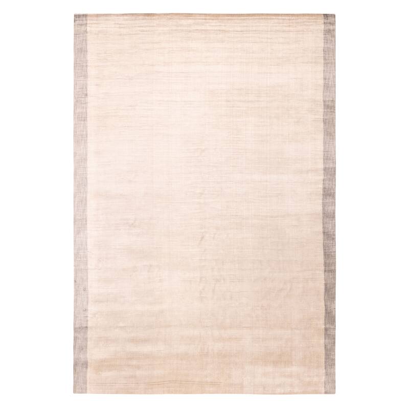 ECARPETGALLERY Hand Loomed Shimmer Light Grey Viscose Rug - 7'9 x 11'3