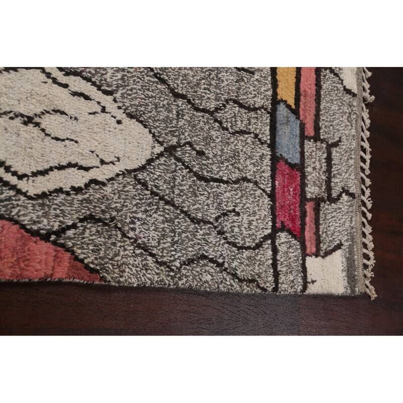 Abstract Modern Moroccan Oriental Area Rug Hand-knotted Wool Carpet - 5'11" x 10'7"