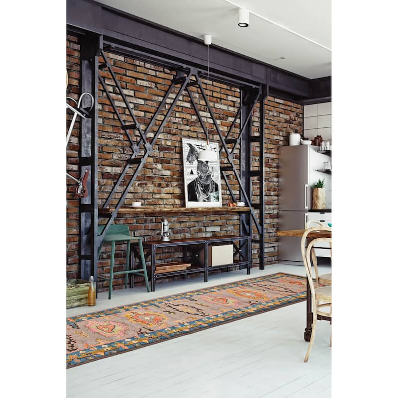 ECARPETGALLERY Hand-knotted Modern Oushak Taupe Wool Rug - 2'5 x 23'5