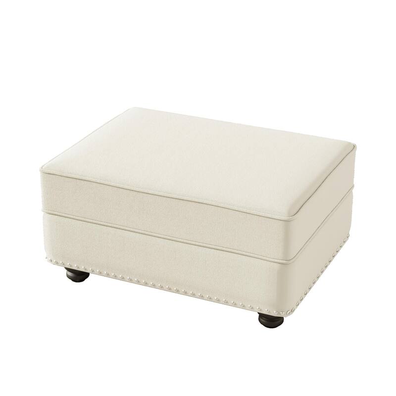 GDFStudio - Velvet Upholstered Modular Ottoman with Solid Wood Frame
