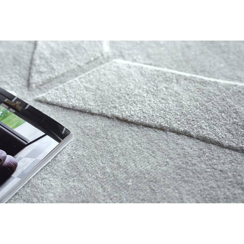 Exquisite Rugs Brunello Modern Handmade Handloomed Silky Nylon Light Silver Area Rug