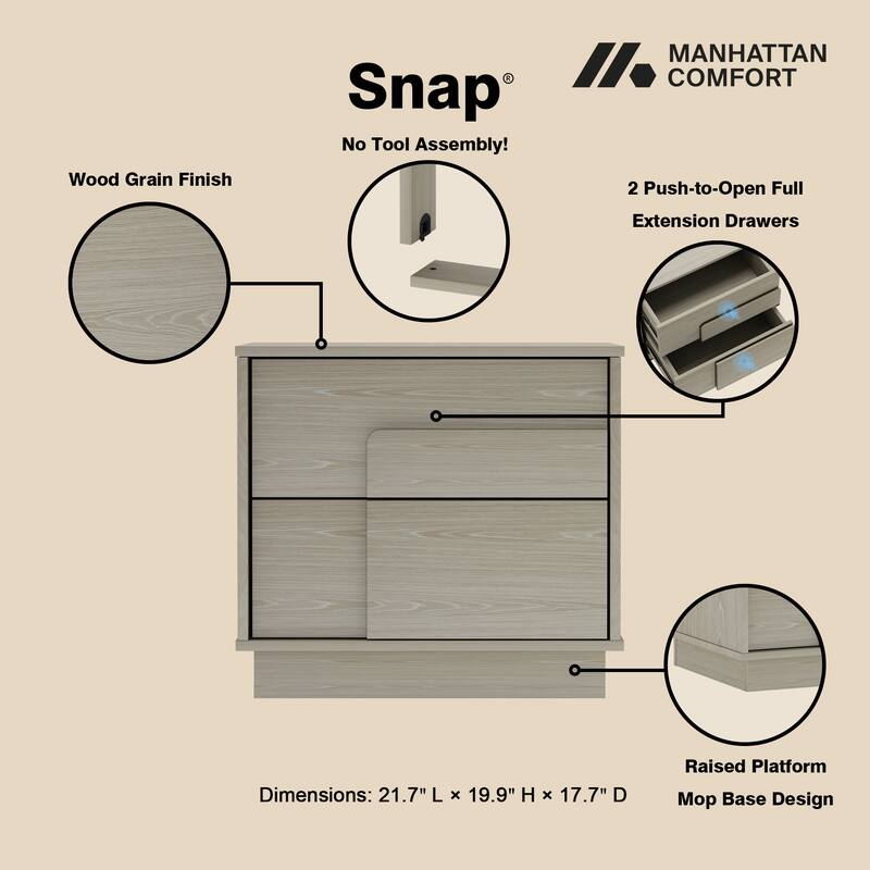 Manhattan Comfort Horizon 22" Nightstand (2-Drawer)