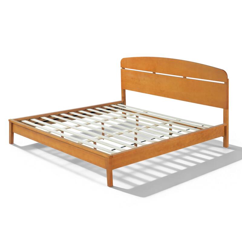 Christopher Knight Home - Rubber Wood Platform Bed with Curved Headboard