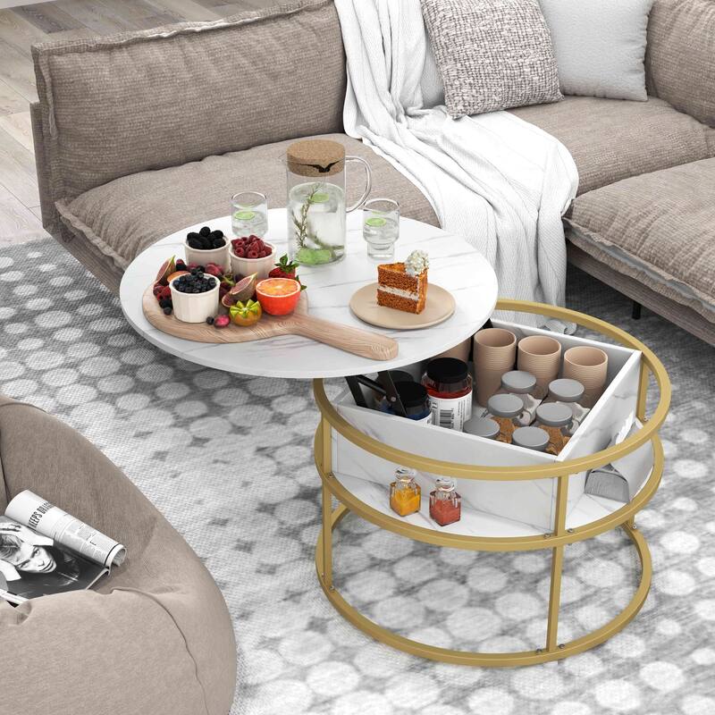 Costway 31.5” Lift Top Coffee Table with Hidden Compartment & Side - See Details