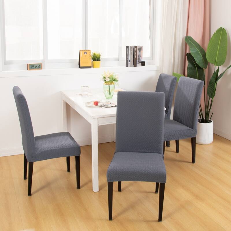 Enova Home Jacquard Polyester Spandex Fabric Stretch Dining Slipcovers Removable Anti-Dirty Fitted Furniture Protector Set of 2