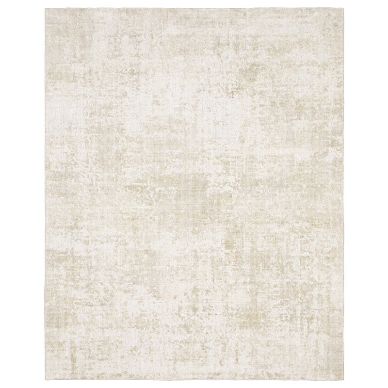 Somerset Textured Abstract Ivory/ Beige Hand-made Wood Blend Area Rug