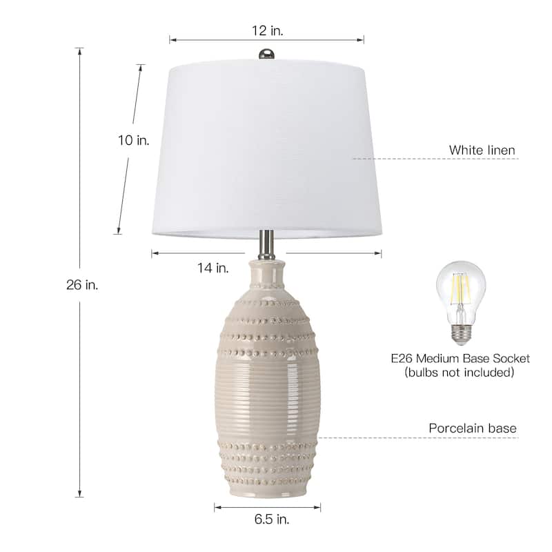 Nordic 3-Way Ceramic Table Lamp Set of 2 - 26 in. H