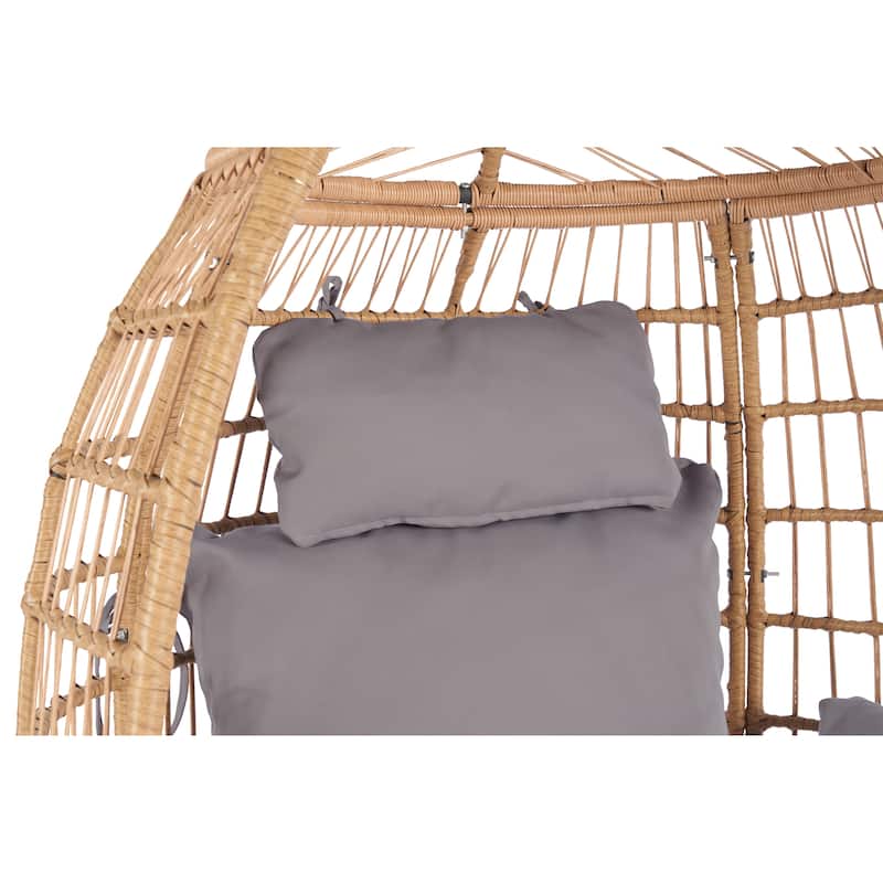 Wicker Egg Chair, Oversized Outdoor Lounger for Patio, Backyard, Living Room