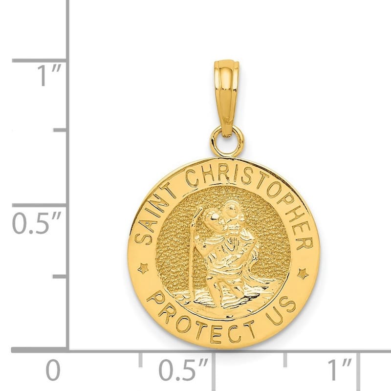 Curata 14k Yellow Gold 18" Saint Christopher Medal Pendant Necklace