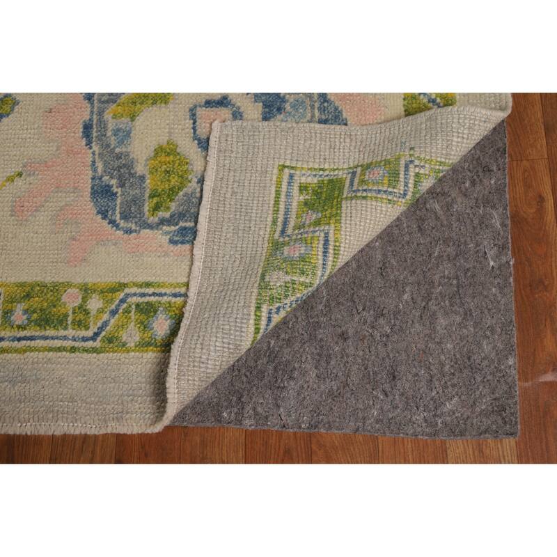 Hand Knotted Oriental 100% Wool Carpet Transitional All-Over Beige & Ivories Oushak Area Rug - 14' 5'' X 9' 7''