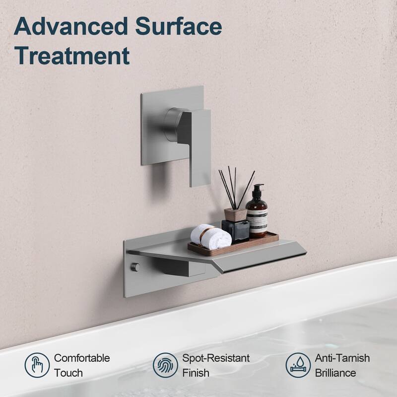 GRANDJOY Wall-Mount Waterfall Bathtub Faucets Single Handle Shower Faucets