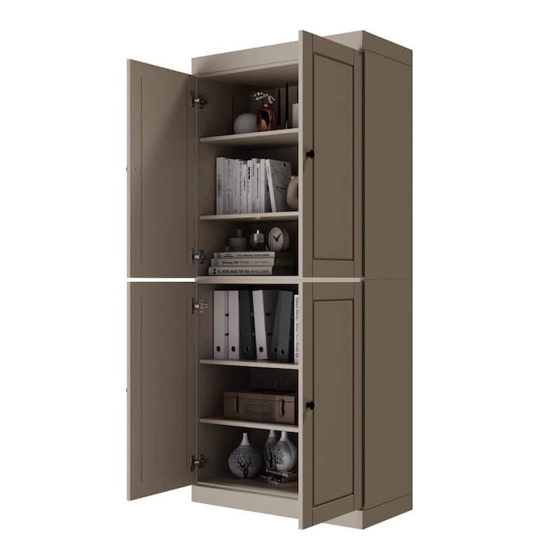 Palace Imports 100% Solid Wood 6-Shelf Bookcase with Solid Doors and Adjustable Shelves