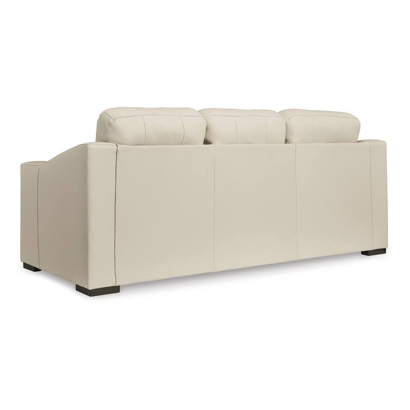 Rove Sofa, 93 Inch, Plush Cushioned Cream Real and Faux Leather Seats