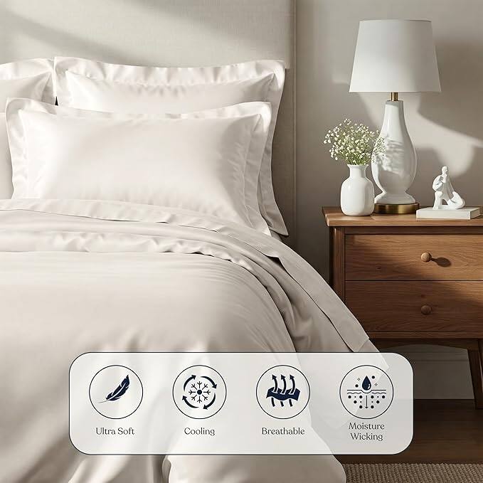 Delara Viscose Derived from Bamboo Duvet Cover Set, Ultra-Soft, Cooling & Breathable Luxury Bedding