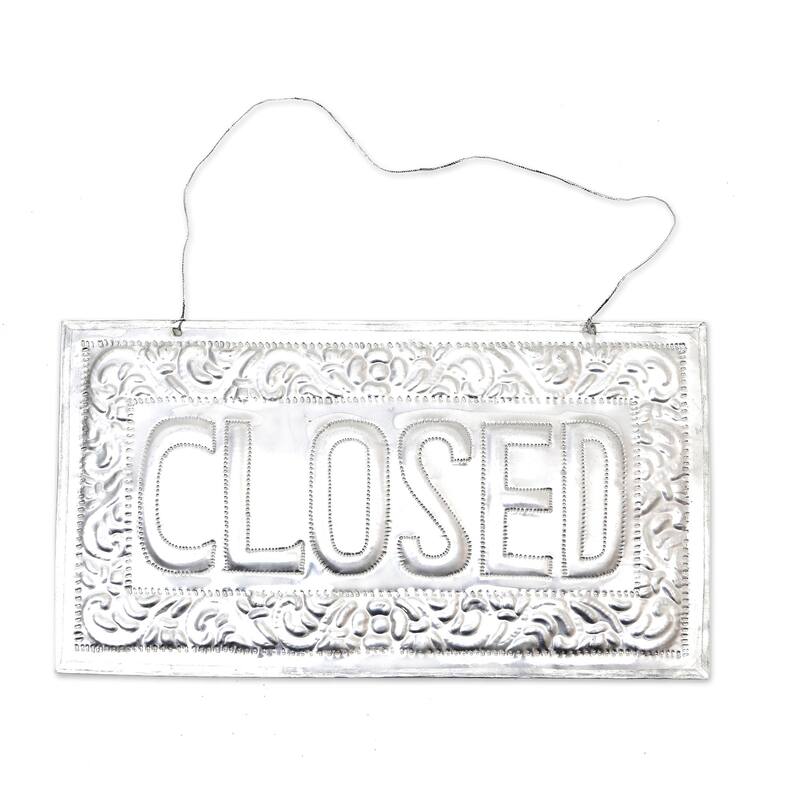 Novica Handmade Sparkling Open Aluminum Sign