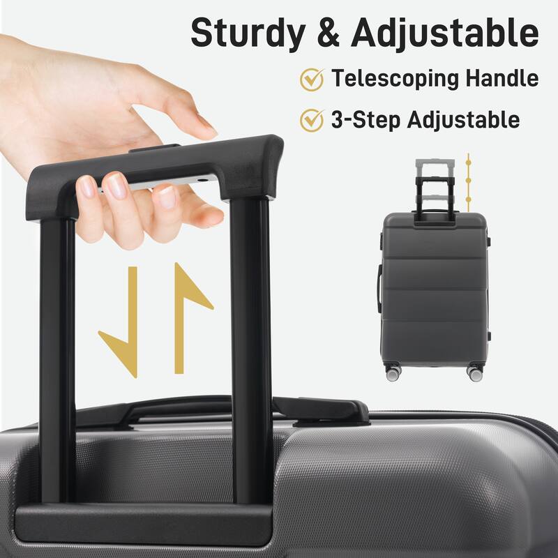 Hardshell Lightweight Luggage Sets 3 Piece Double Spinner Wheels Suitcase with Handle Password Lock, 20"+24"+28" Luggages