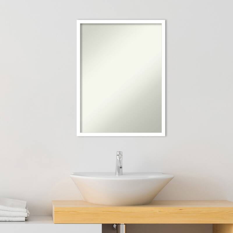 Non-Beveled Wood Bathroom Wall Mirror - Svelte White Frame