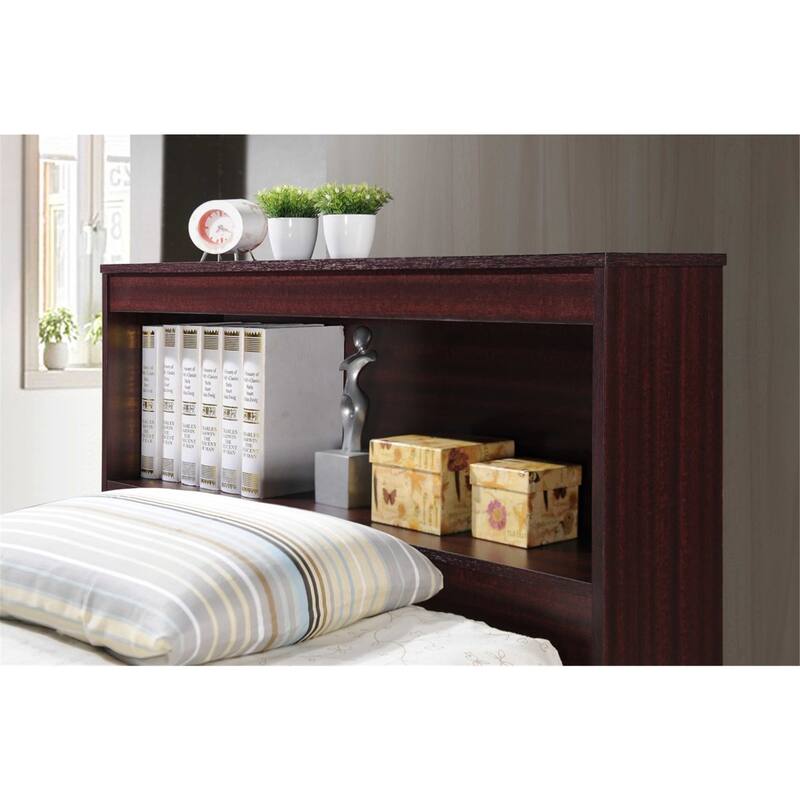 Twin Captain Storage Bed with 3 Drawers and Headboard, Mahogany Finish, Modern Space-Saving Design