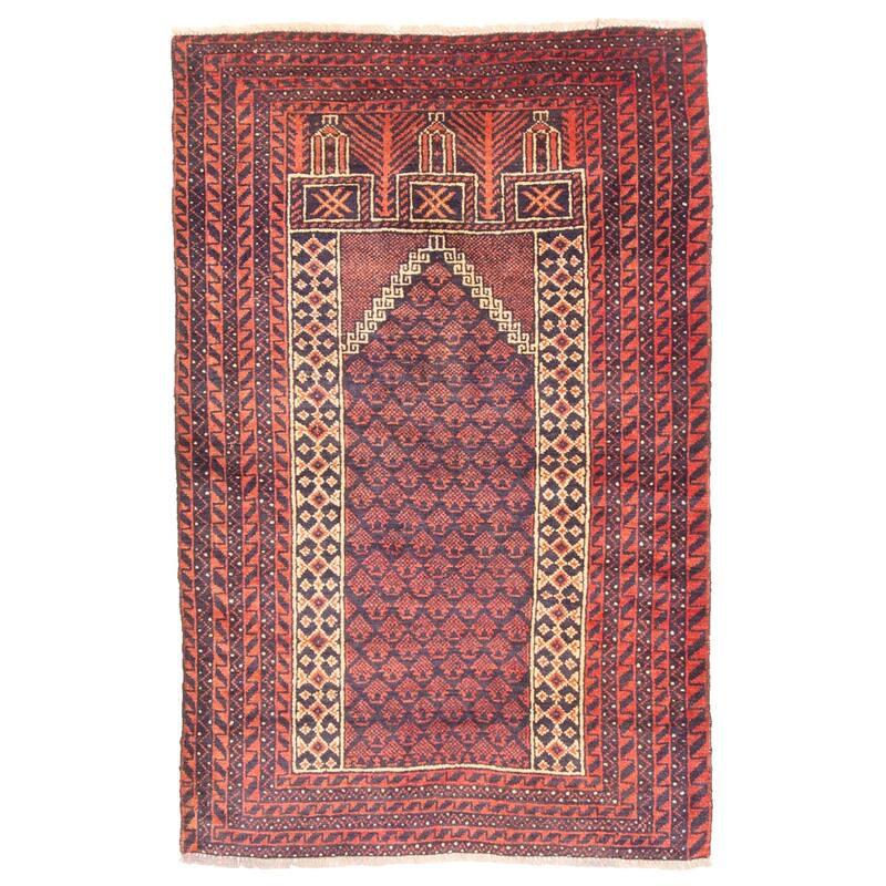 ECARPETGALLERY Hand-knotted Teimani Dark Navy Wool Rug - 2'10 x 4'2