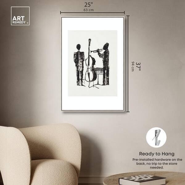 dimension image slide 19 of 24, Bebop I Black Art Canvas Print by Art Remedy