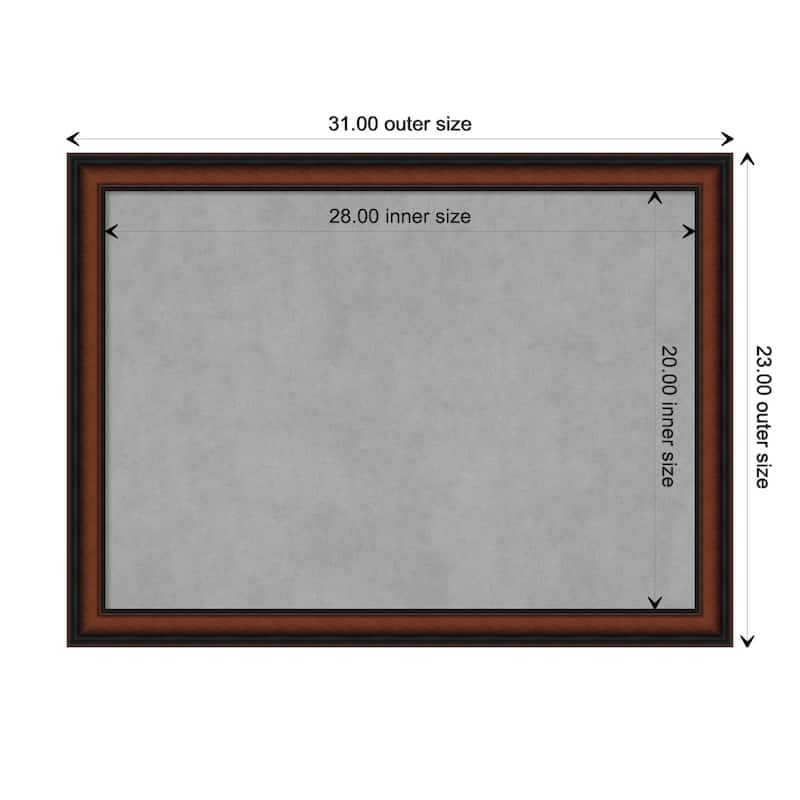 Amanti Art Cyprus Walnut Narrow Framed Magnetic Board - Board Size 28x20