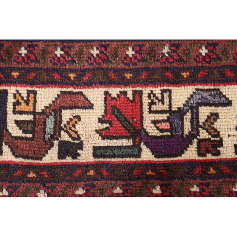 Tribal Shiraz Persian Vintage Rug Living Room Handmade Wool Carpet - 6'7"x 9'10"
